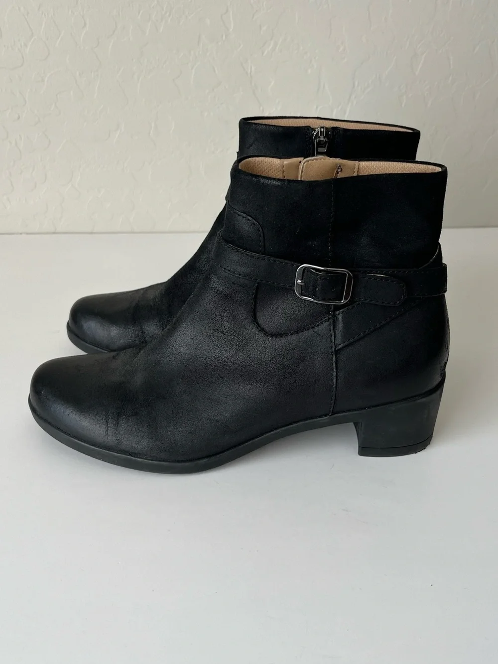 Dansko Cagney Buckle Leather Ankle Boots Booties Black Size EU 37